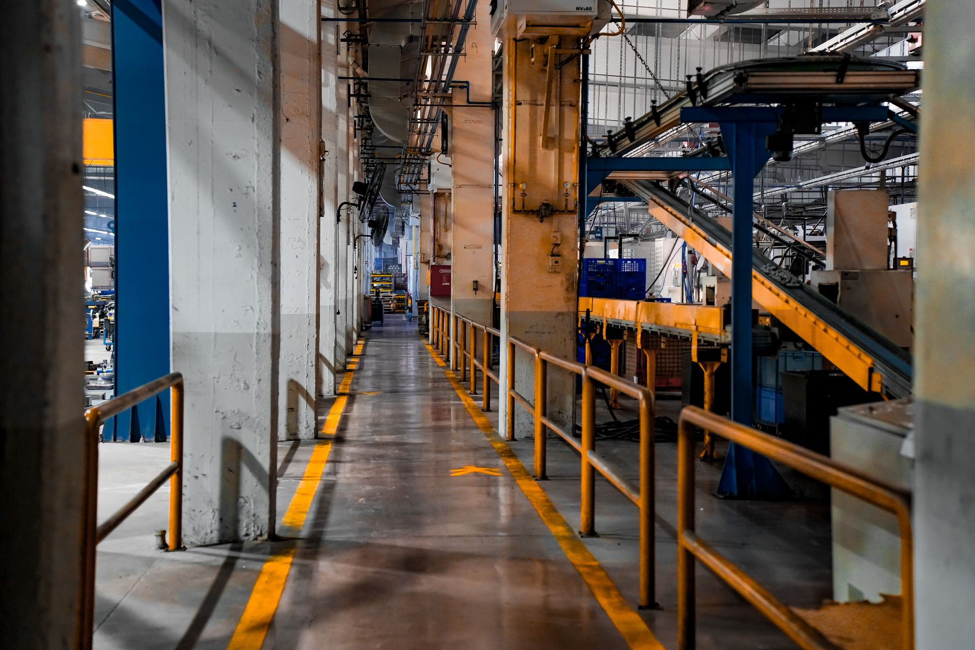 Modern manufacturing facility floor with industrial machinery